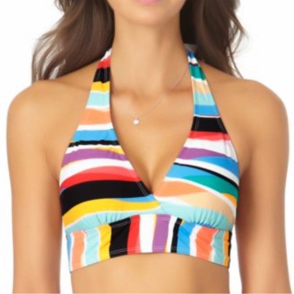 Anne Cole Other - Anne Cole Multicolor Striped Halter Bikini Top